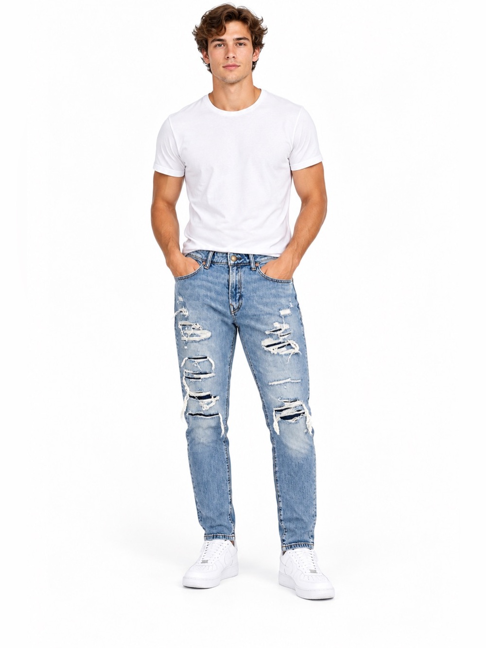American Eagle Outfitters Light Blue Distressed Skinny Jeans